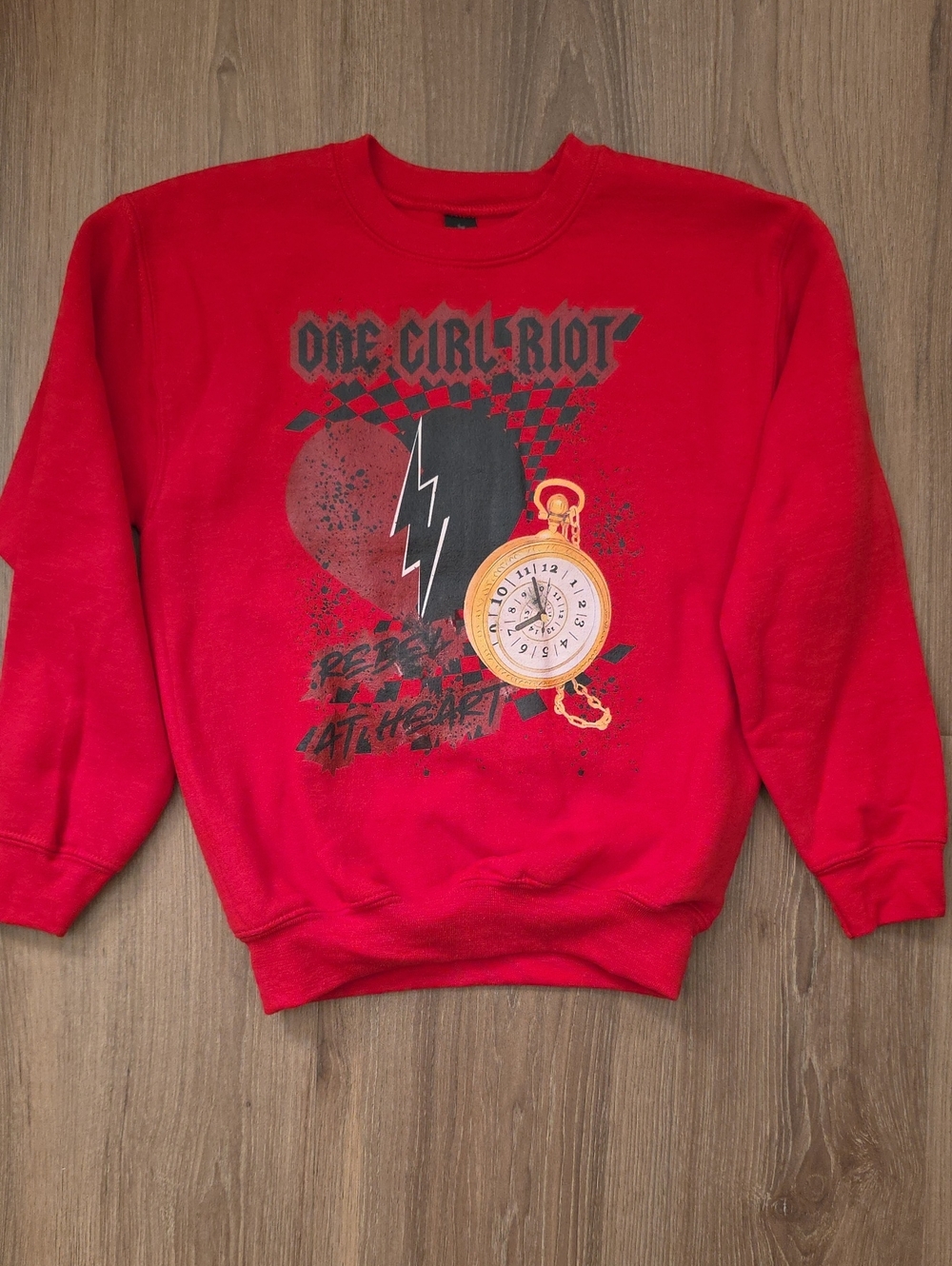 Disney Descendants Red Graphic Crewneck Sweater - One Girl Riot Design. Size S